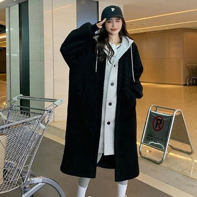 Manteau en faux cachemire à 2 couches pour femme