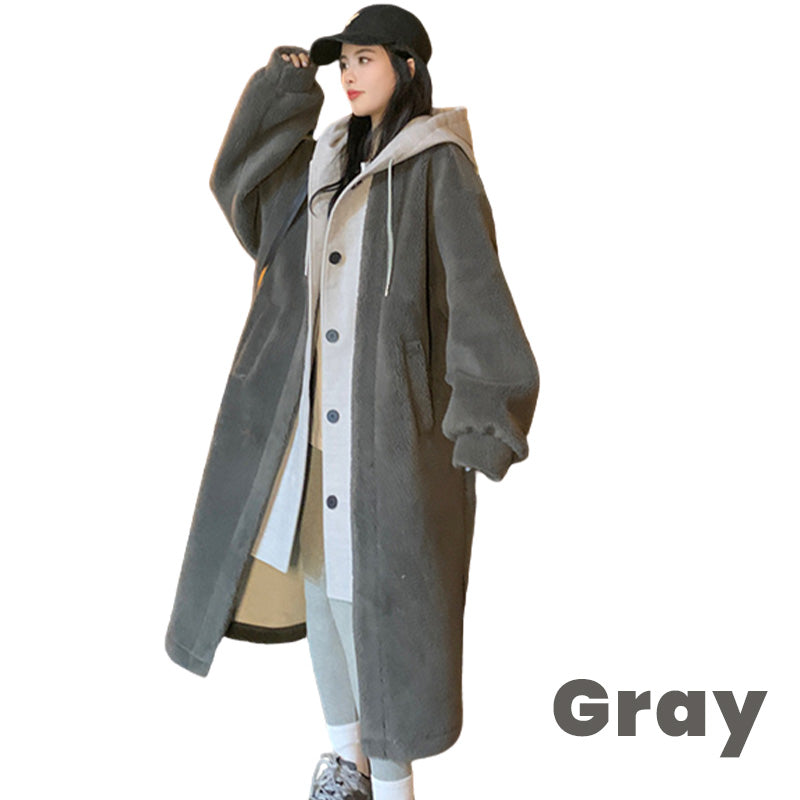 Manteau en faux cachemire à 2 couches pour femme