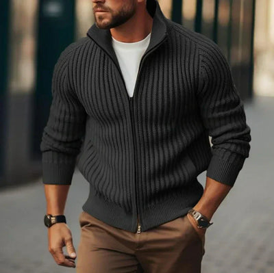 Cardigan termico classico in maglia con cerniera da uomo