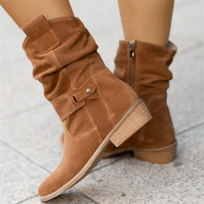 Bottines en daim pour femmes - Modèle souple à talon bas