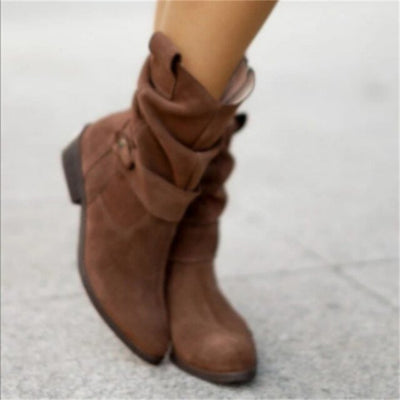 Bottines en daim pour femmes - Modèle souple à talon bas