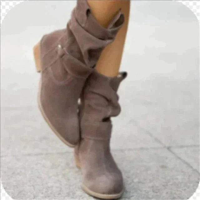 Bottines en daim pour femmes - Modèle souple à talon bas