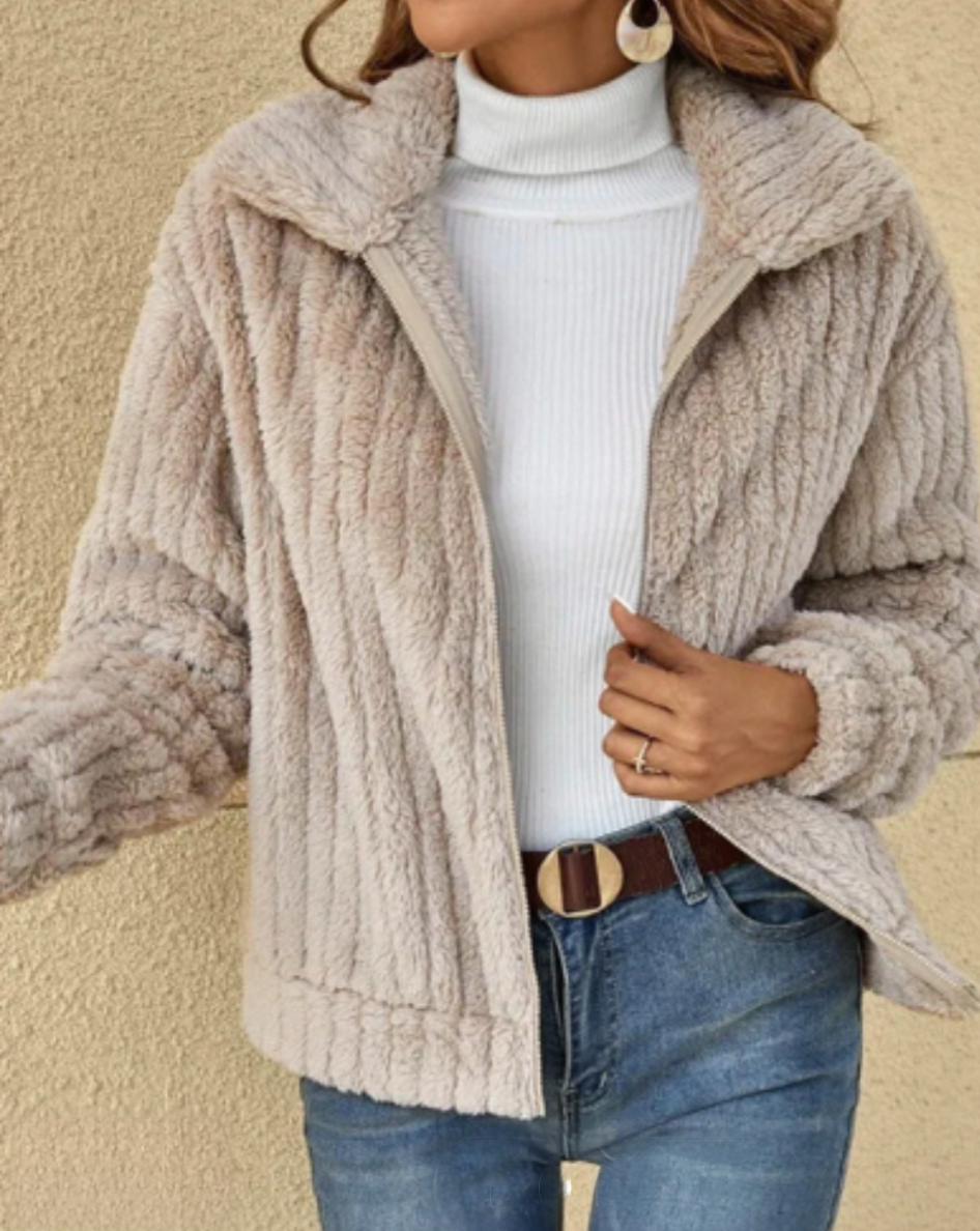 Cardigan caldo in peluche da donna