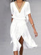 Isabella - robe midi blanche moderne avec col en V