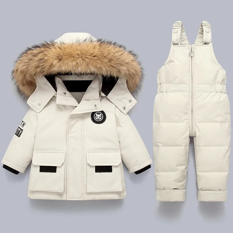 Manteau d'hiver chaud pour enfants avec col en fourrure