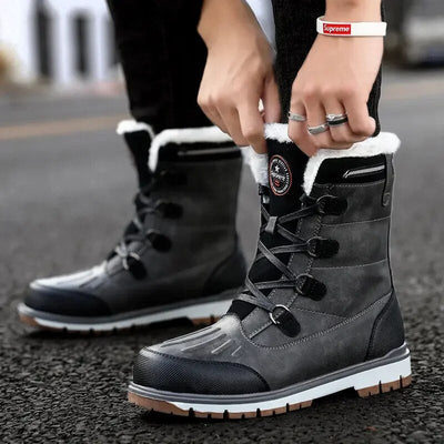 Bottes d'hiver pour hommes - Chaussures de neige doublées et chaudes avec semelle antidérapante
