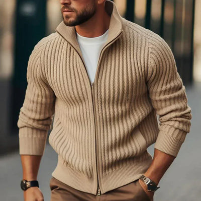 Cardigan termico classico in maglia con cerniera da uomo