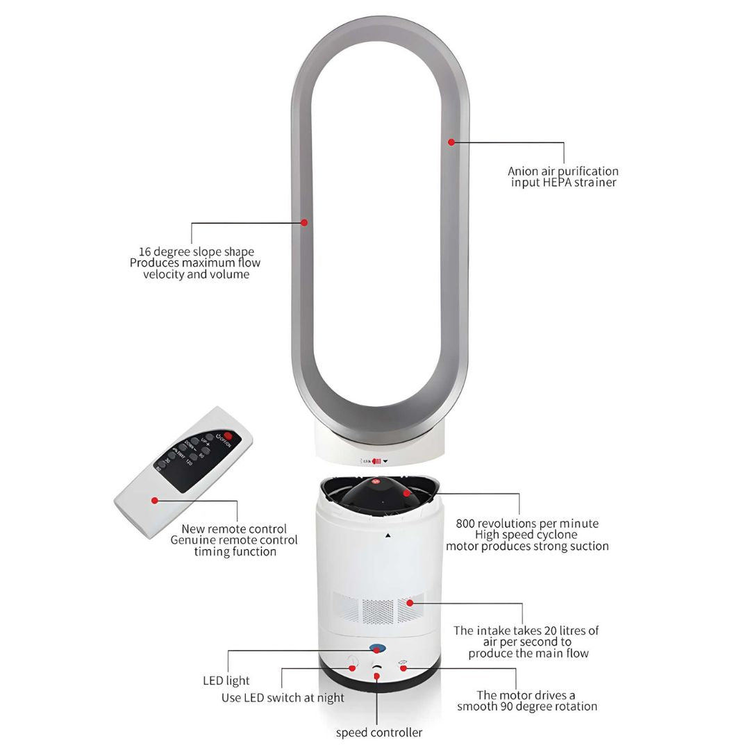 Ventilateur sans pale de 16 pouces avec télécommande