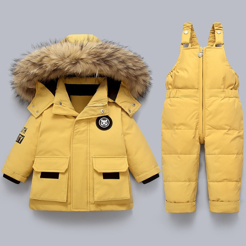Manteau d'hiver chaud pour enfants avec col en fourrure