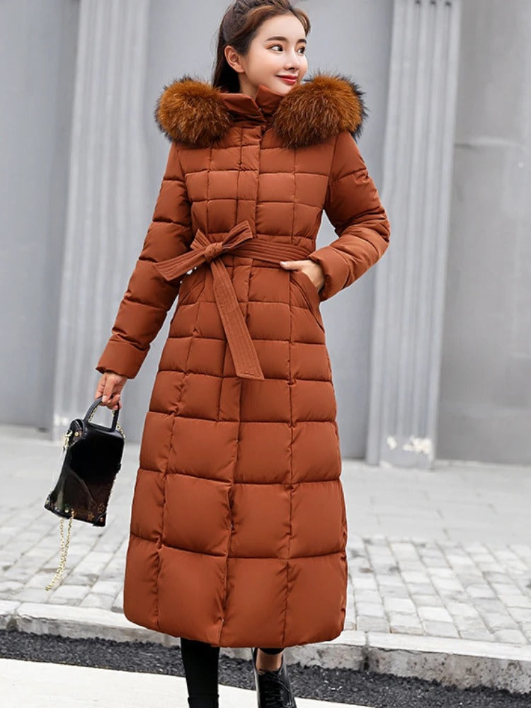 Estella - Long manteau d'hiver chaud avec ceinture pour femmes