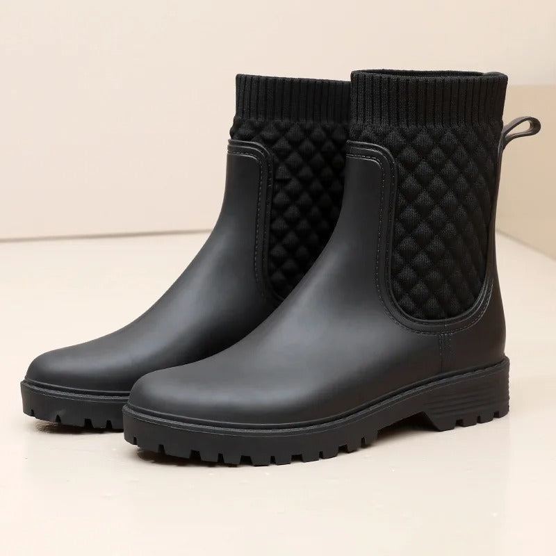 Bottes en caoutchouc matelassées à enfiler pour femmes | Parfaites pour les activités de plein air