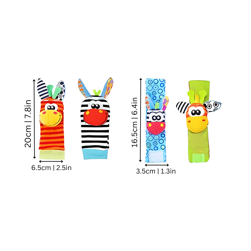 Soft fabric sensory rattle toy set for baby