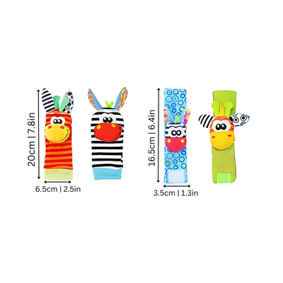 Soft fabric sensory rattle toy set for baby