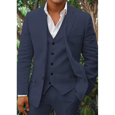 Costume pour homme en lin : Blazer, gilet et pantalon