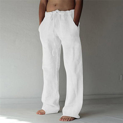 Pantalon large pour homme, lin