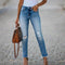 Pantalón azul rasgado para mujer | Casual