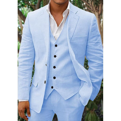 Costume pour homme en lin : Blazer, gilet et pantalon